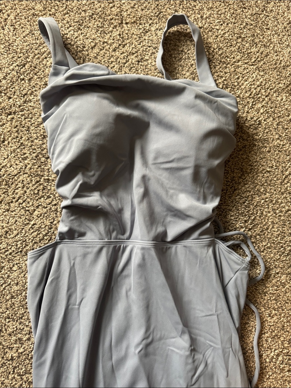 HALARA Light Slate Gray Maxi Dress with Side Slit and cutouts - Picture 3 of 4